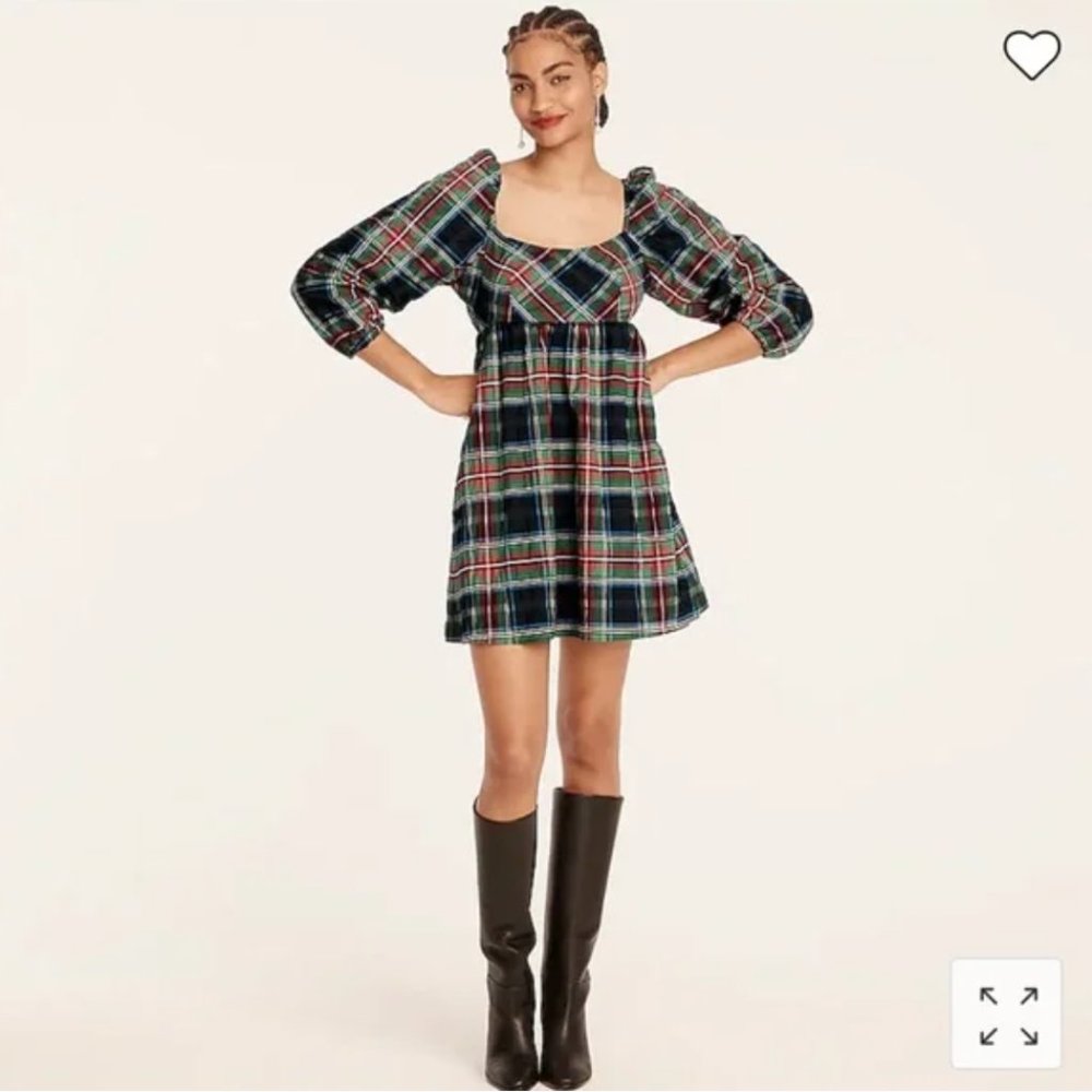 J.Crew Tartan Puff Sleeve Dress | NWT | 4